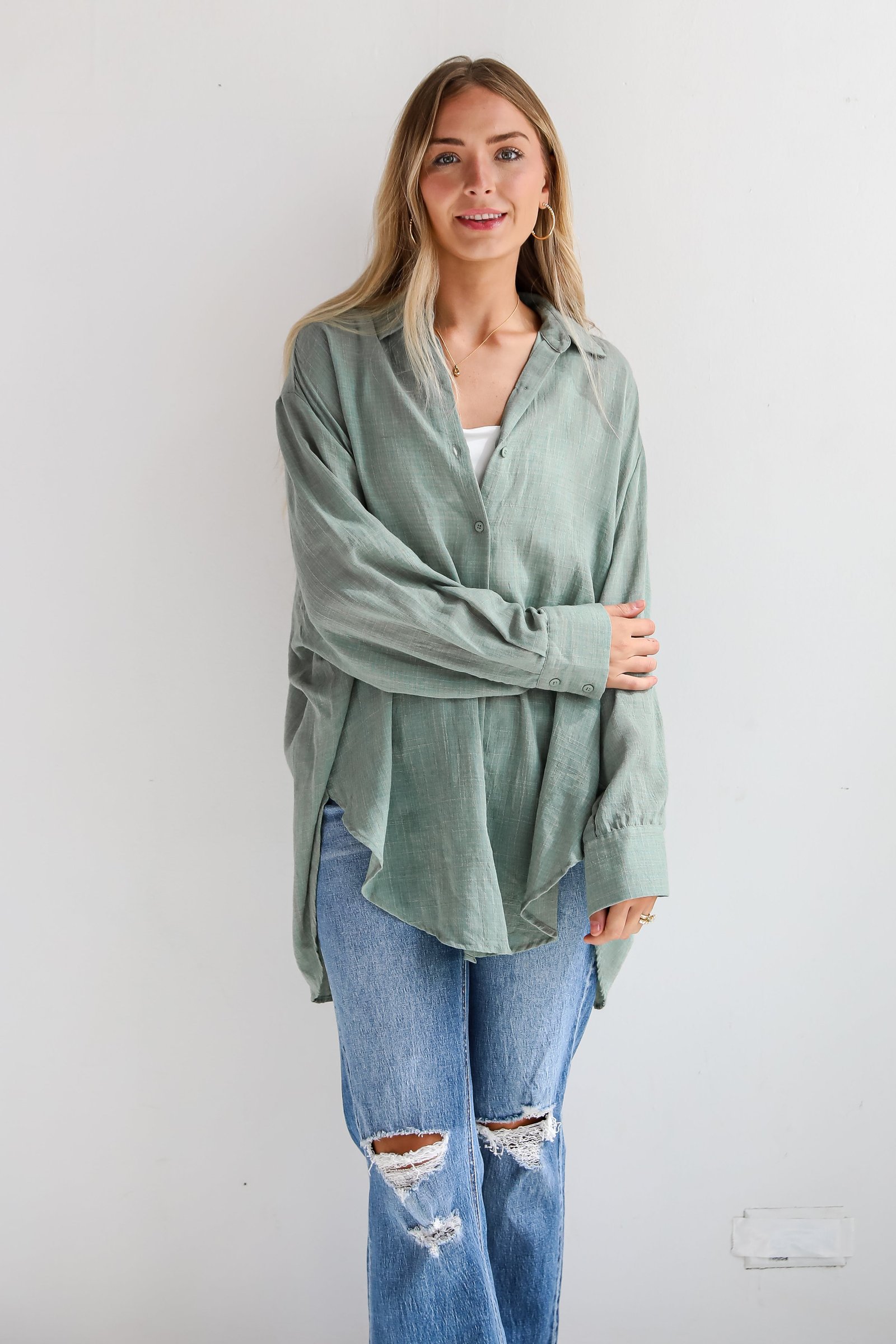 Allison Oversized Button-Up Blouse GL1